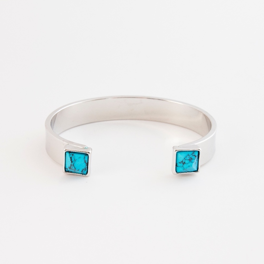 Women Turquoise Adjustable Silver Cuff Bracelet